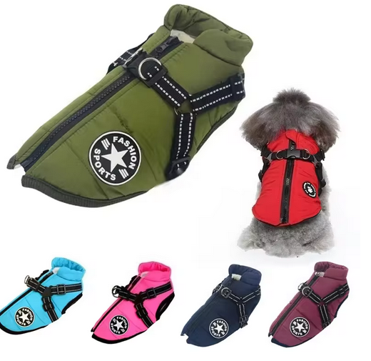 All-Season Dog Jacket with Built-In Harness